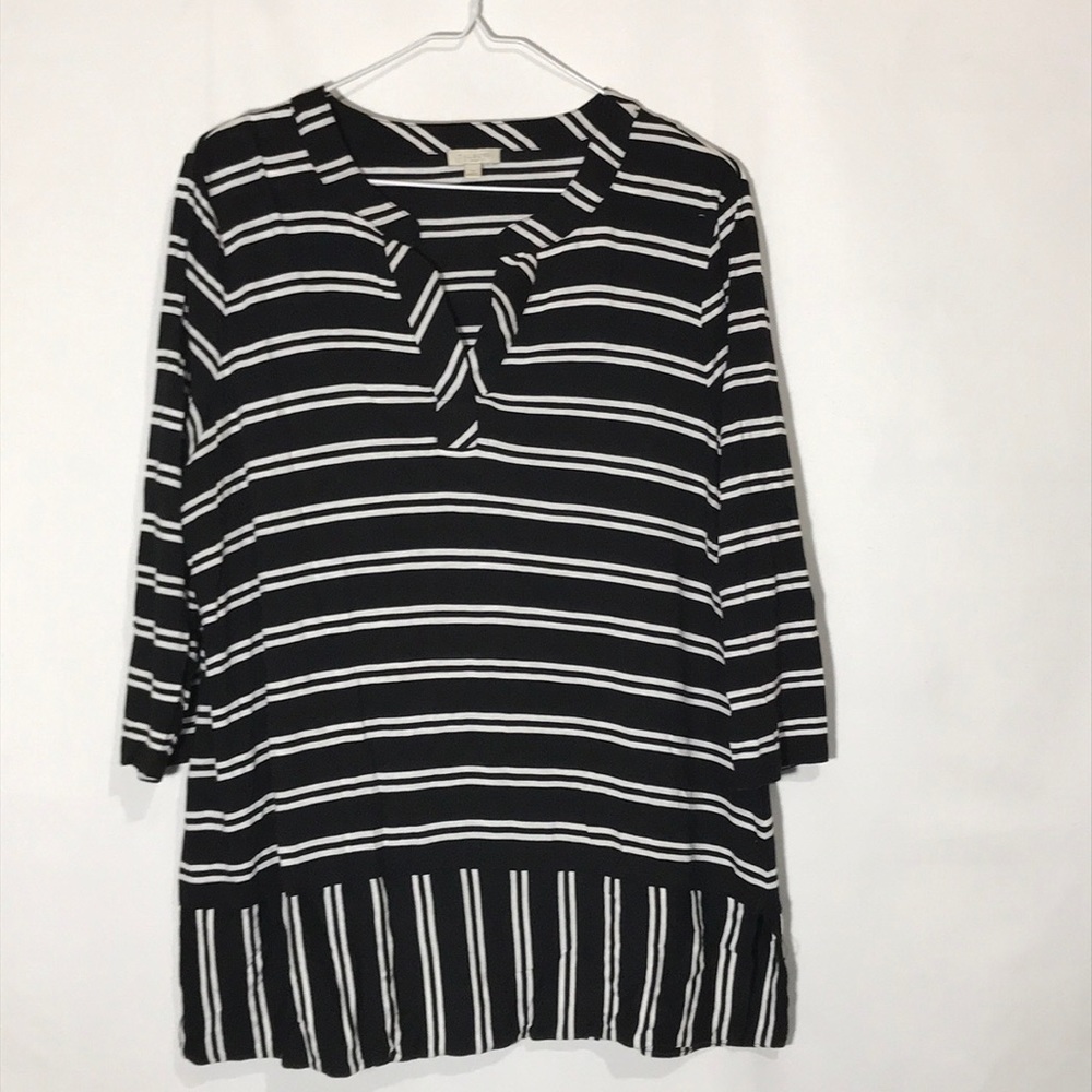 Talbots Black And White Stripe Top Size 1X